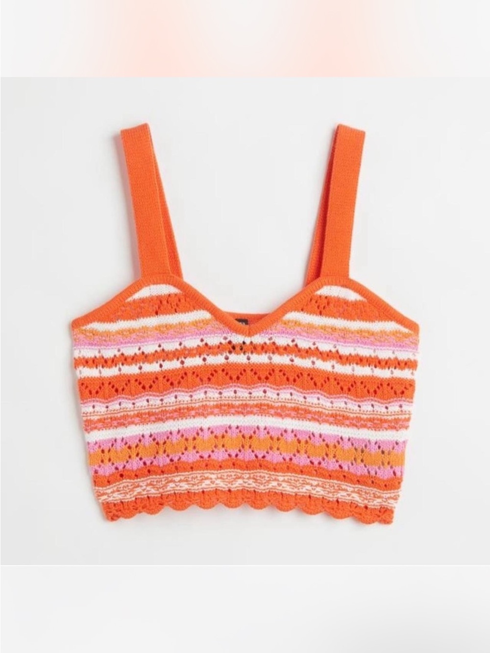 H&M Orange Striped Knit Crop Tank Top